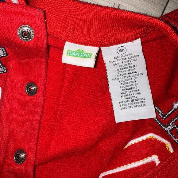 Vintage Sesame Street 2002 Varsity Jacket Cookie Monster Embroidered 18 Months - Picture 3 of 4